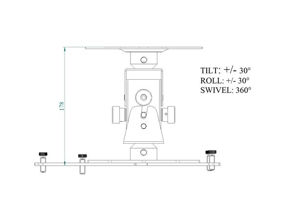 Euromet Arakno uni. projektorfeste Tak, inntil 45 KG, svart