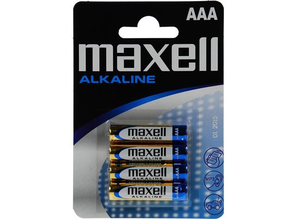 Maxell AAA batterier, 4pk Maxell batterier,AAA(LR03),Alkaline,1,5V