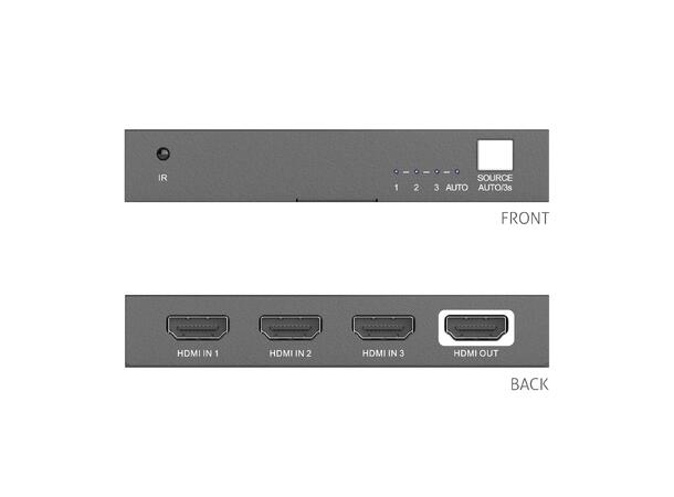 PureTools 3x1 4K 18Gbps HDMI Switcher with Auto Sense