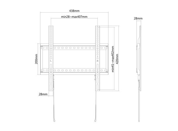 Puremount Wallmount Max VESA 400X400 75KG 32-55"