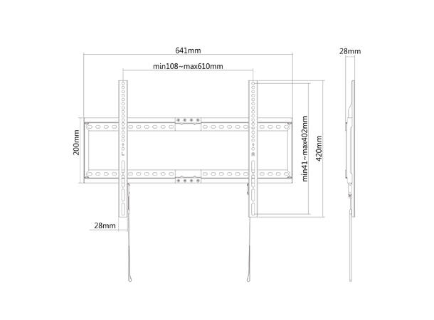 Puremount Wallmount Ryddesalg Max VESA 600X400, 75kg