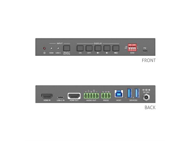 PureTools 2x1 4K 18Gbps Multiformat Huddle Room Switcher