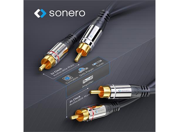 SoneroPremium stereo phono-phono 1,5m 2xRCA/2xRCA, trippel skjerm, 4.0mm PVC