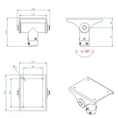 Euromet Vinkelbrakett får skråtak Sort Vinkelbrakett for Arakno fester 90 grade