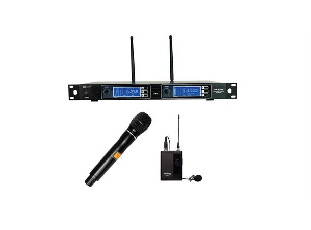 Work 2-kanals mikrofonsystem MR 2200 MIX 1xbeltesendere(mygg)+1xhåndmikrofon