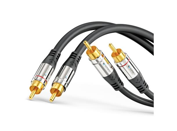 SoneroPremium stereo phono-phono 10m 2xRCA/2xRCA, trippel skjerm, 4.0mm PVC