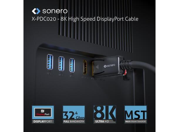 Sonero DisplayPort 8K kabel, 1m DP 1.4, 32.4Gbps, UHD-2 60Hz