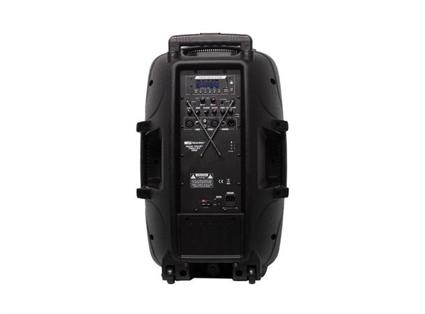 AMS portabel PA med batteri & mikrofon 116dB,hånd/bøyle mik,15"+1",Bluetooth