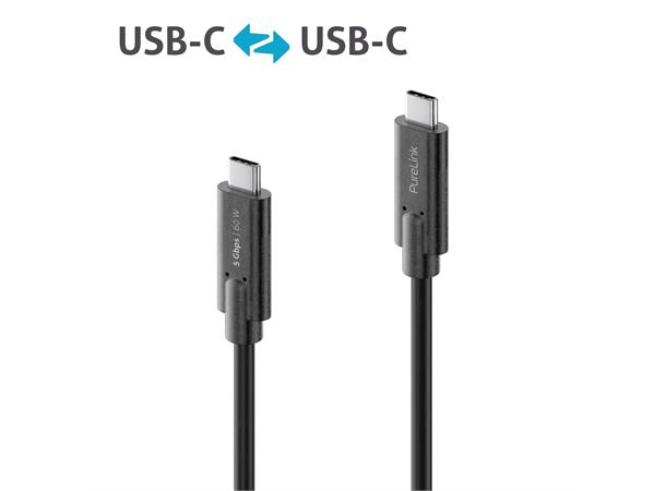 PureLink USB-C v3.2 kabel 2meter Med E-Marker, 3A / 20V / 60W or 3A / 5V