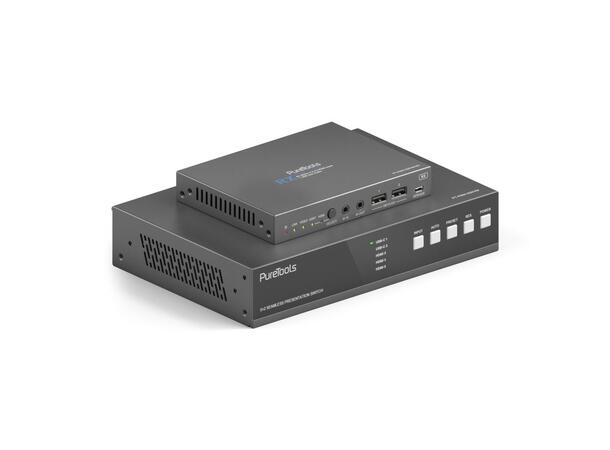 PureTools USB-C KVM Switcher 5x2HDBaseT, Multiview, Dante