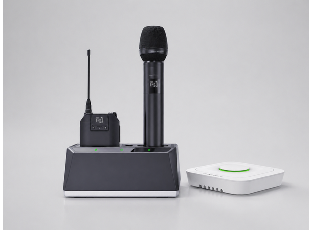 Aimiciot Mikrofonsett Dante/POE, 1 håndh. 1 bøyle ladestasjon