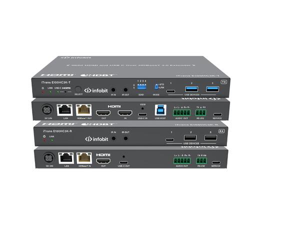 InfoBit - iTrans E100HC3K HDBT Extender 2×1 - 4K60-USB-C 100WPD in/ut HDMI in/ut