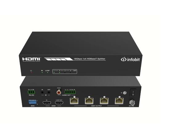 infobit - iSwitch 104H150 4x150m HDBT Rx 1x4 hdbt splitter med mottaker