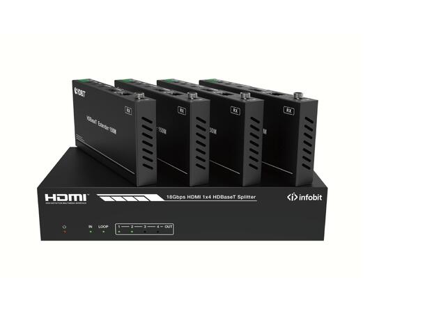infobit - iSwitch 104H150 4x150m HDBT Rx 1x4 hdbt splitter med mottaker