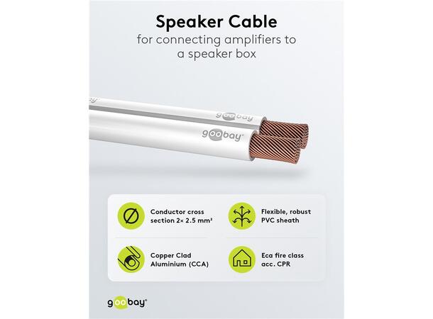 GooBay Høyttaler kabel 25mtr 2 x 2.5 mm², CCA, Hvit