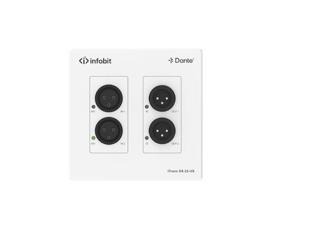 InfoBit - iTrans DX-22-US Dante 2x Xlr In + 2x Xlr Out 2-G-US- poe